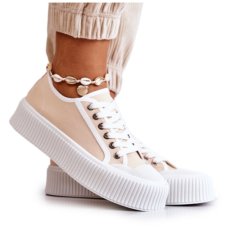 Sneakers basse su piattaforma Mischa beige