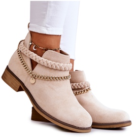 PS1 Stivali In Pelle Scamosciata Con Catena Talitha Beige