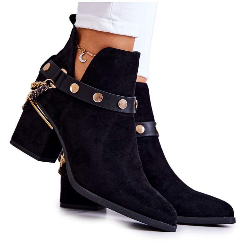 PS1 Stivali Da Donna In Pelle Scamosciata Con Catene Neri Tracy nero