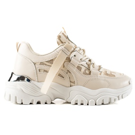 TRENDI Sneakers alla moda con glitter beige