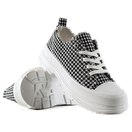 Bona Sneakers basse a scacchi bianco nero