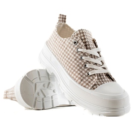 Bona Sneakers basse a scacchi bianca marrone