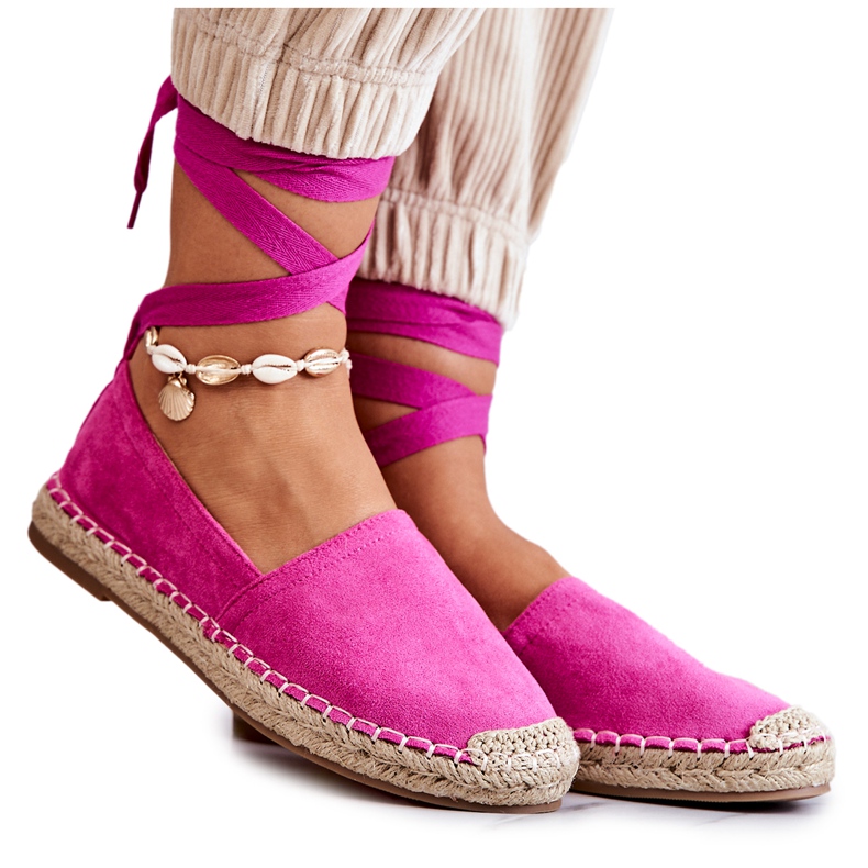 FB1 Espadrillas in camoscio allacciate Fucsia Ismann rosa