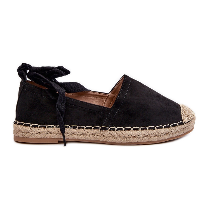 Espadrillas Ismanne in camoscio nero allacciate