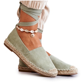 FB1 Espadrillas in camoscio Ismanne verdi allacciate verde