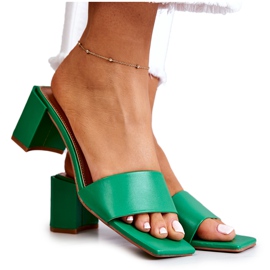 FJ1 Sandali Netty In Pelle Verde Sul Tacco Alto