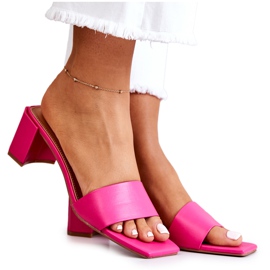 FJ1 Ciabatte In Pelle Sul Tacco Netty Rosa