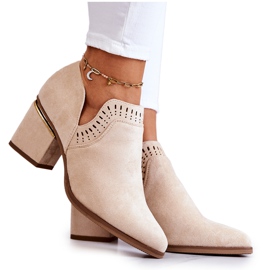 PS1 Stivali da cowboy traforati in pelle scamosciata Beige Valerie