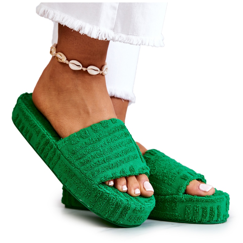 FJ1 Ciabatte Sulla Piattaforma Verde Lilly