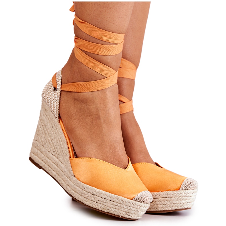 FS1 Espadrillas magnifici sandali con zeppa arancioni arancia