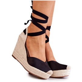 FS1 Espadrillas, Sandali Su Una Zeppa Nera. Fantastico beige nero