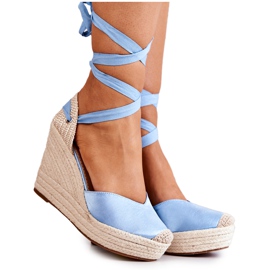 FS1 Espadrillas, Sandali Su Un Tacco Blu Fantastico beige