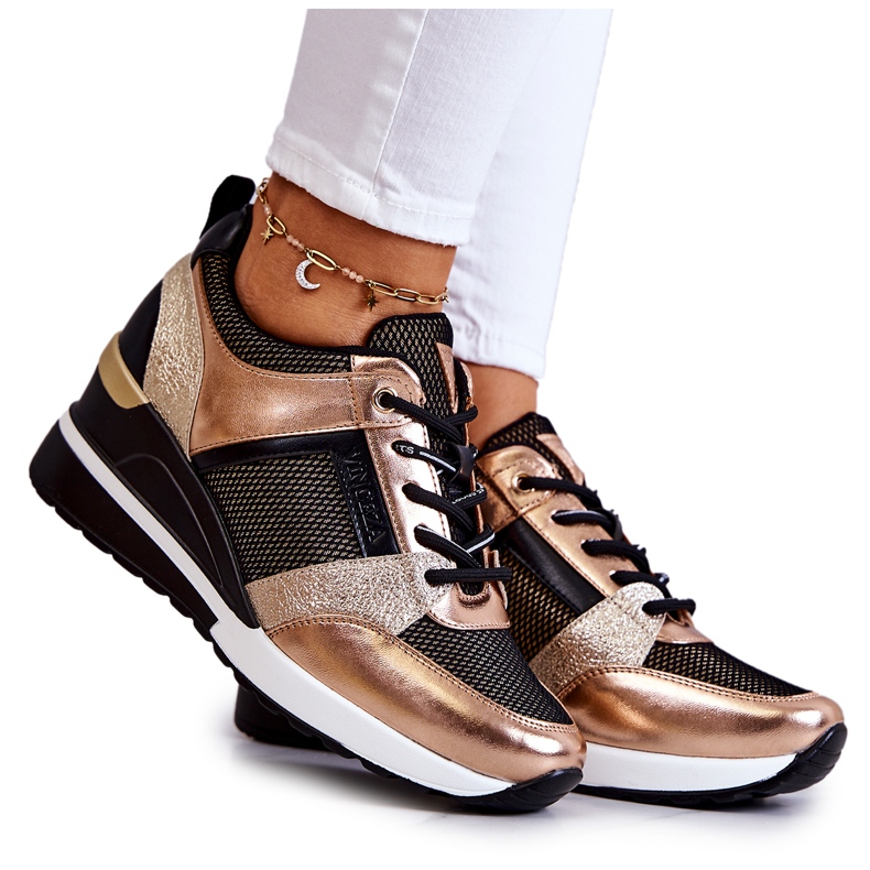 Vinceza Scarpe Sportive Sneakers Nero e Oro Sharon d'oro
