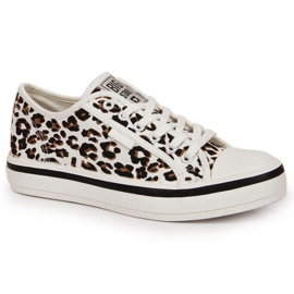 Sneakers bianche con stampa leopardata Big Star W JJ274615 bianco marrone