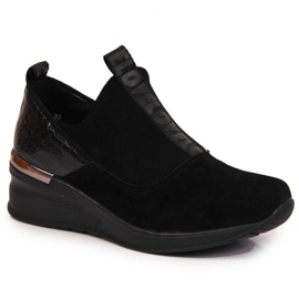 Sneakers in pelle su zeppa Filippo W PAW253A nere nero