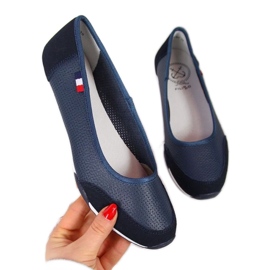 Ballerine traforate in pelle Filippo W PAW198B blu navy