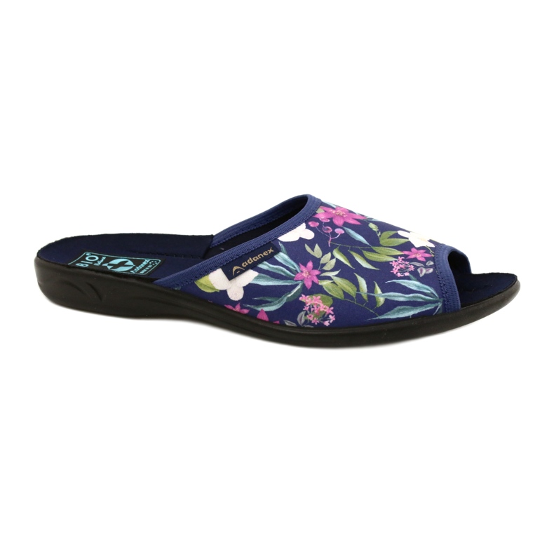 Ciabatte da donna con fiori Adanex Sara SAK1 27272 blu navy blu rosa verde