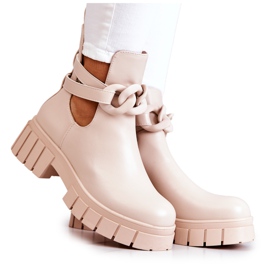 FB2 Stivaletti In Pelle Con Taglio Karen Beige