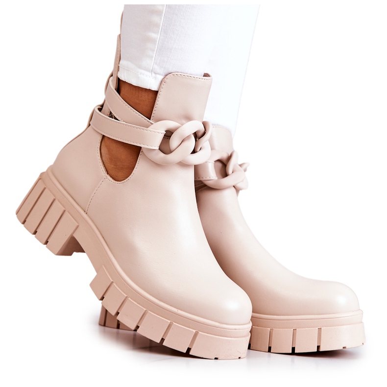 FB2 Stivaletti In Pelle Con Taglio Karen Beige