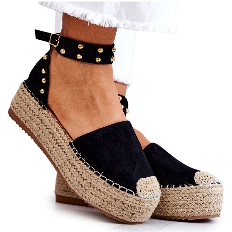 FB2 Sandali espadrillas Lillian neri con getti nero