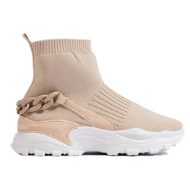 Sneakers Alla Moda Con Un Calzino beige