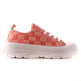 Bona Sneakers Sulla Piattaforma Con Motivi rosa
