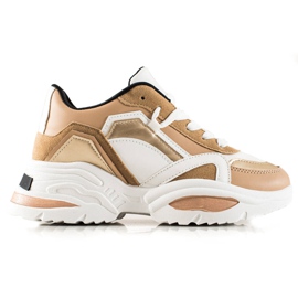 TRENDI Sneakers in ecopelle beige bianco marrone