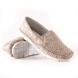 Goodin Mocassini in pelle dorata beige d'oro