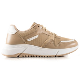 Ideal Shoes Sneakers beige sulla piattaforma