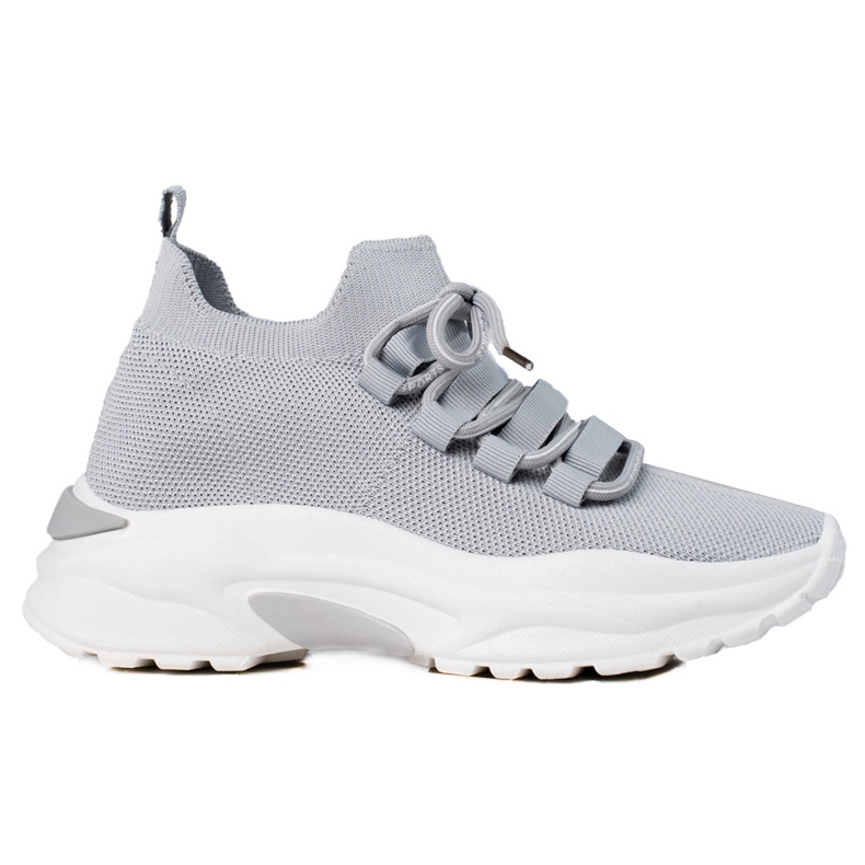 TRENDI Scarpe da ginnastica legate sulla piattaforma grigio
