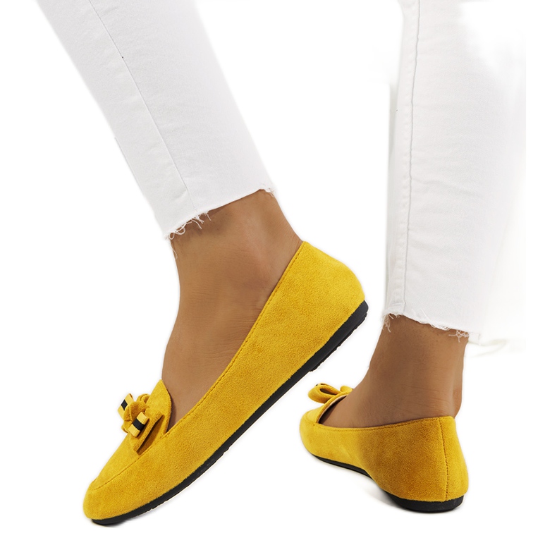 Mocassini senape con fiocco Lavinia giallo