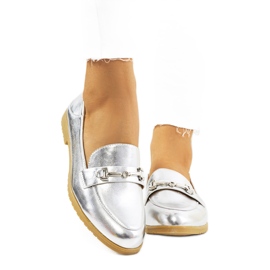 Mocassini Aniria argento con tacco piatto d'argento