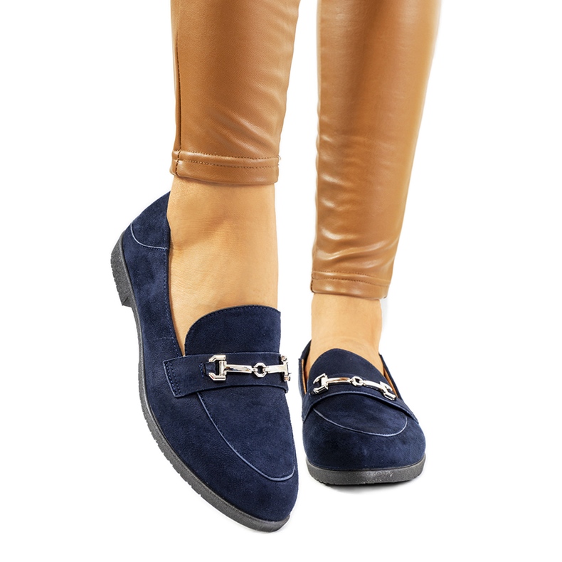 Mocassini Aniria blu navy con tacco piatto