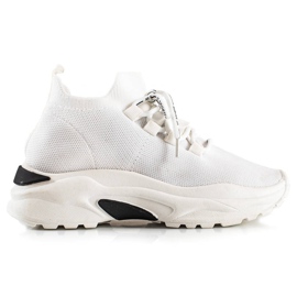 TRENDI Scarpe da ginnastica legate sulla piattaforma bianco