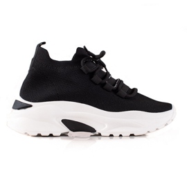 TRENDI Scarpe da ginnastica legate sulla piattaforma nero