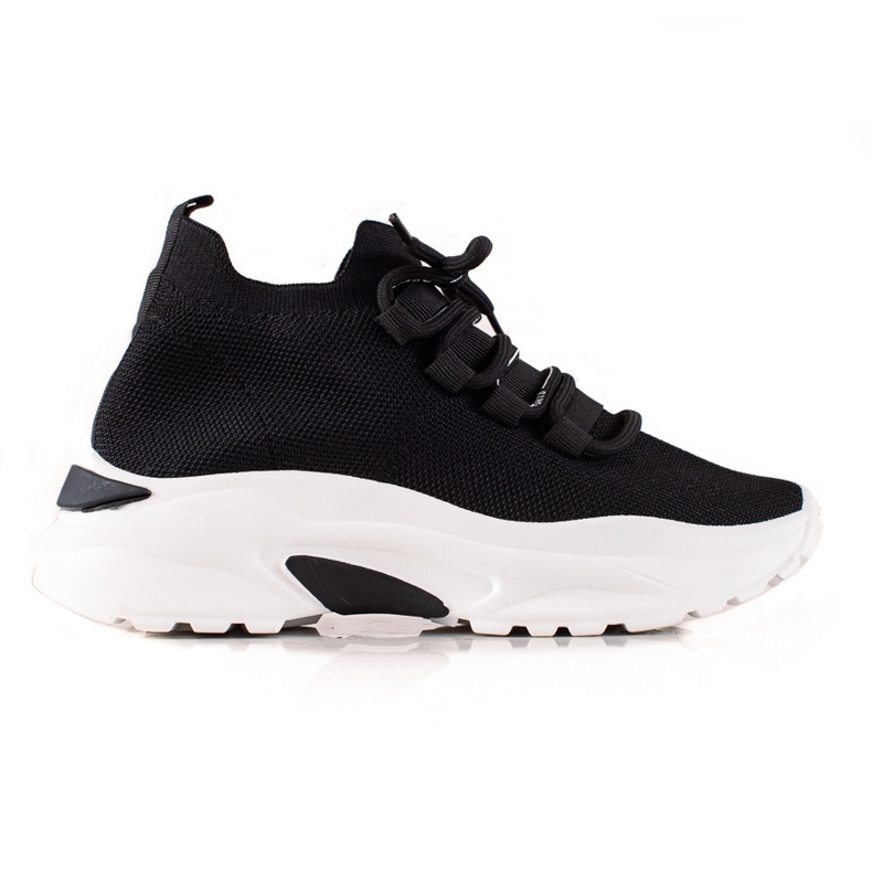 TRENDI Scarpe da ginnastica legate sulla piattaforma nero