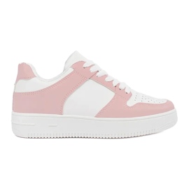 TRENDI Scarpe sportive in ecopelle bianca rosa