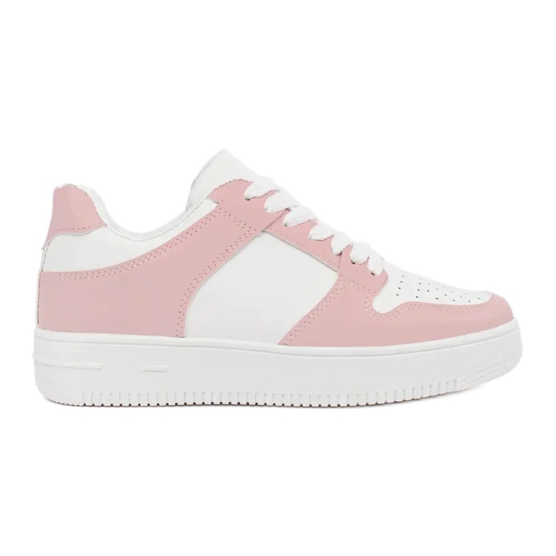 TRENDI Scarpe sportive in ecopelle bianca rosa