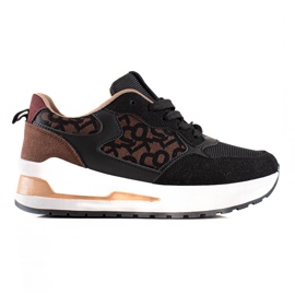 TRENDI Sneakers alla moda sulla piattaforma marrone nero
