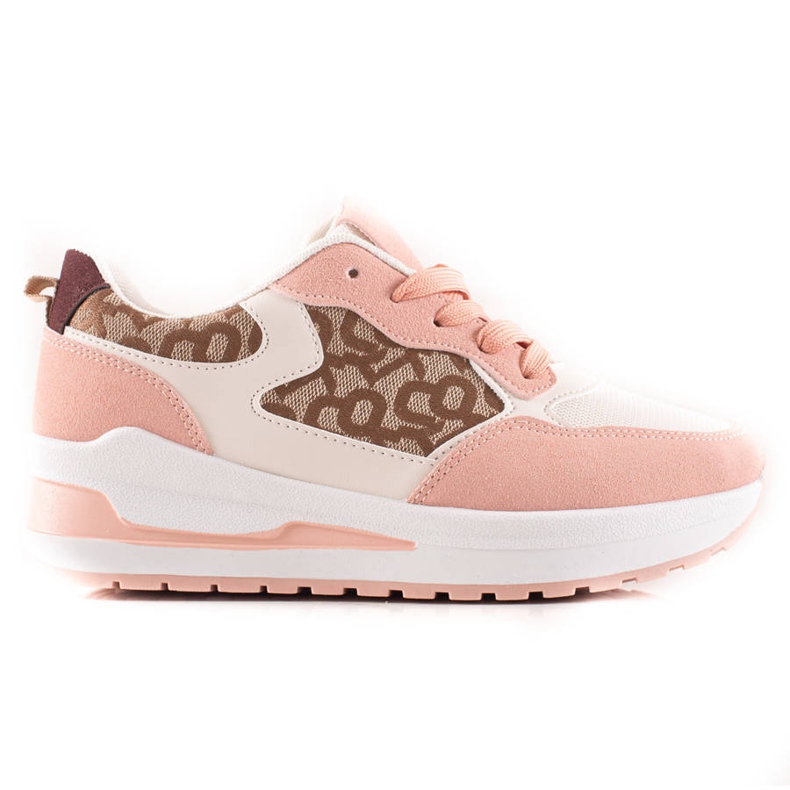 TRENDI Sneakers alla moda sulla piattaforma beige marrone rosa