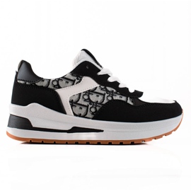 TRENDI Scarpe da ginnastica legate sulla piattaforma bianca nero