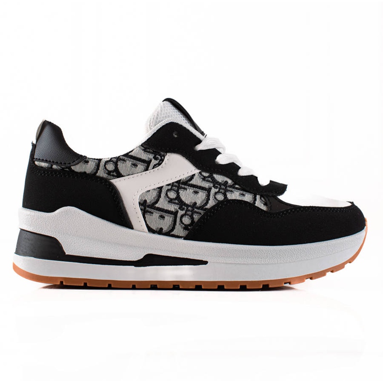 TRENDI Scarpe da ginnastica legate sulla piattaforma bianca nero