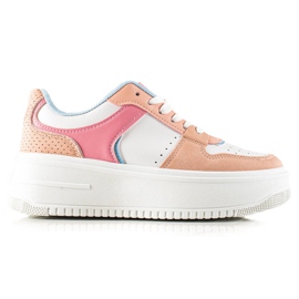 TRENDI Sneakers alla moda colorate beige bianca blu rosa