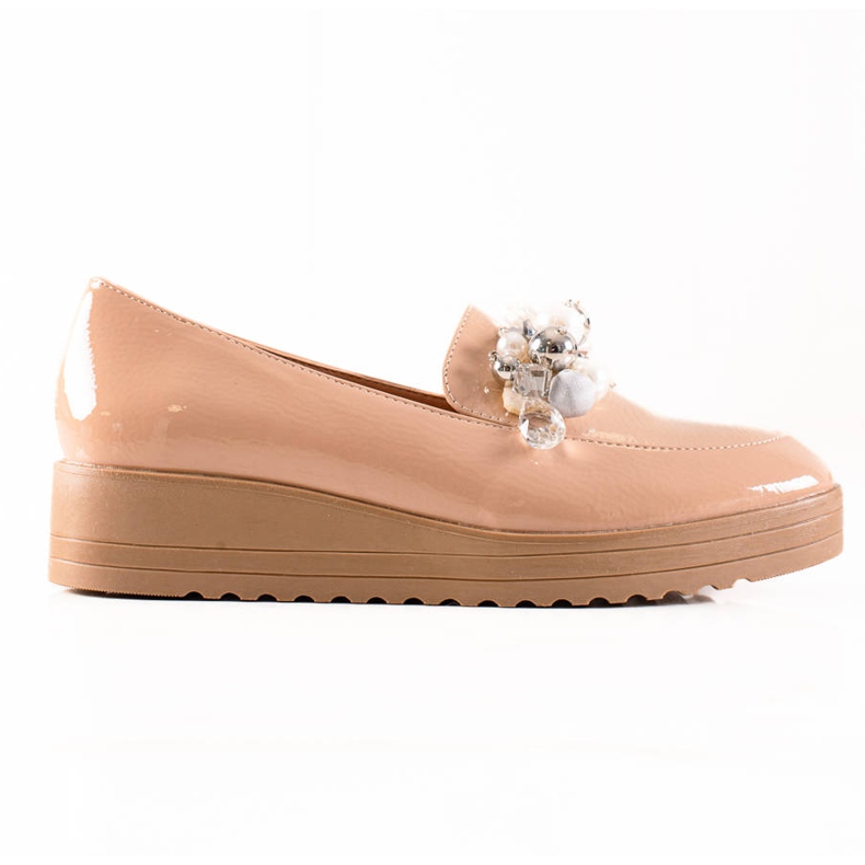 W. Potocki Scarpe slip-on con perle beige