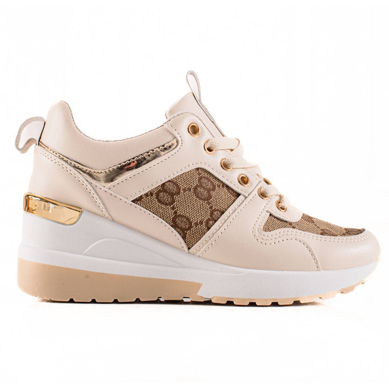 TRENDI Scarpe da ginnastica di moda sul cuneo beige marrone