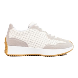 TRENDI Scarpe sportive casual sulla piattaforma beige bianca