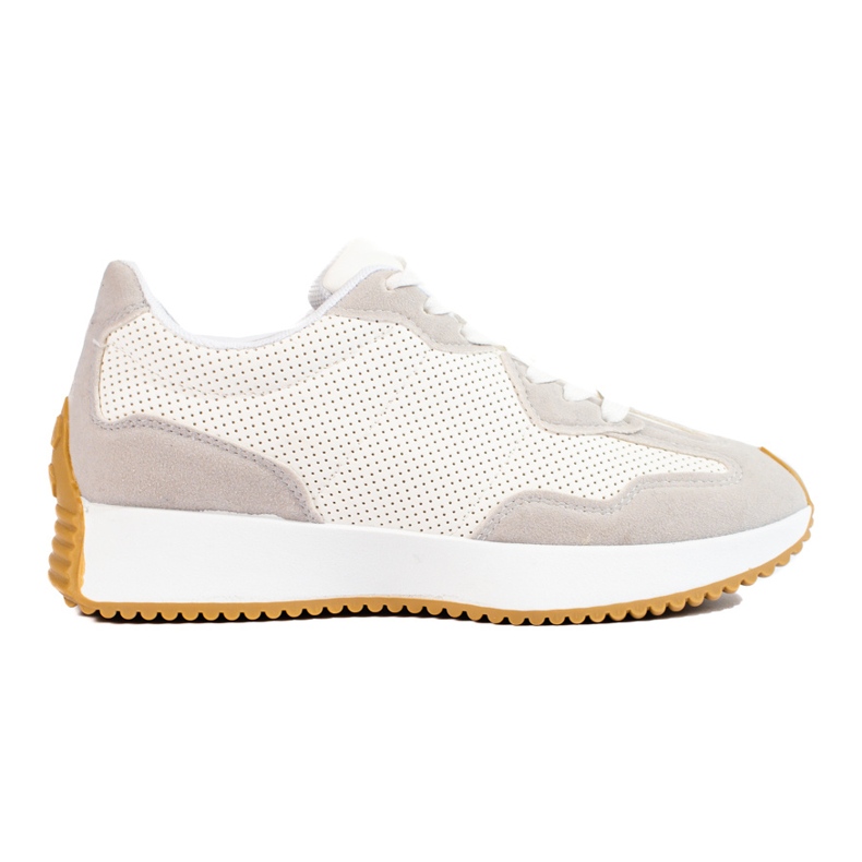 TRENDI Scarpe sportive casual sulla piattaforma beige bianca