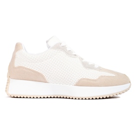 TRENDI Scarpe sportive casual sulla piattaforma beige bianca grigio