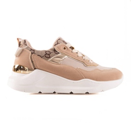 TRENDI Scarpe da ginnastica alla moda beige marrone d'oro