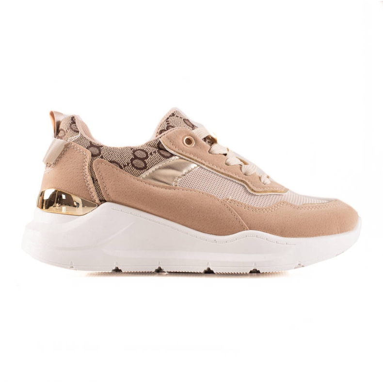 TRENDI Scarpe da ginnastica alla moda beige marrone d'oro